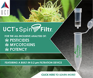 UCT's Spin Filter for the all-inclusive analysis of: pesticides, mycotoxins, and potency